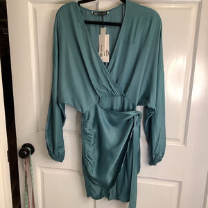 Women's Zara wrap Dress XS Teal